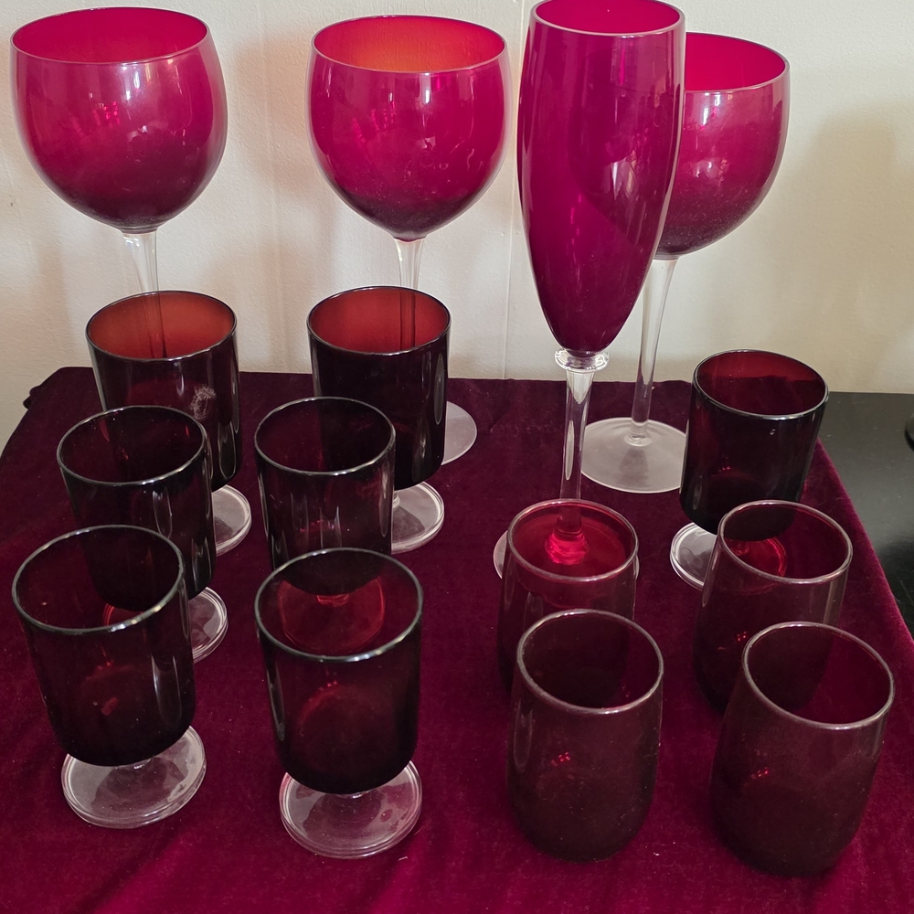 Eclectic Vintage Red Glassware Set